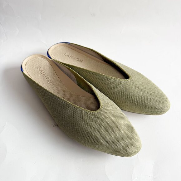Rothy's Almond Demi Sage Green Mules Size 9